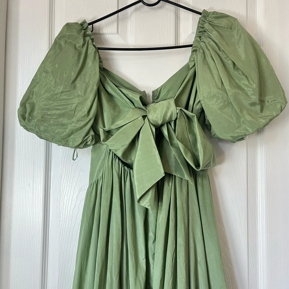 Abercrombie & Fitch Hardware Drama Puff Sleeve green Maxi Dress size SP